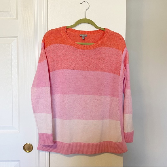 Talbots Sweaters - T By Talbots Medium Pink Gradient Striped Sweater